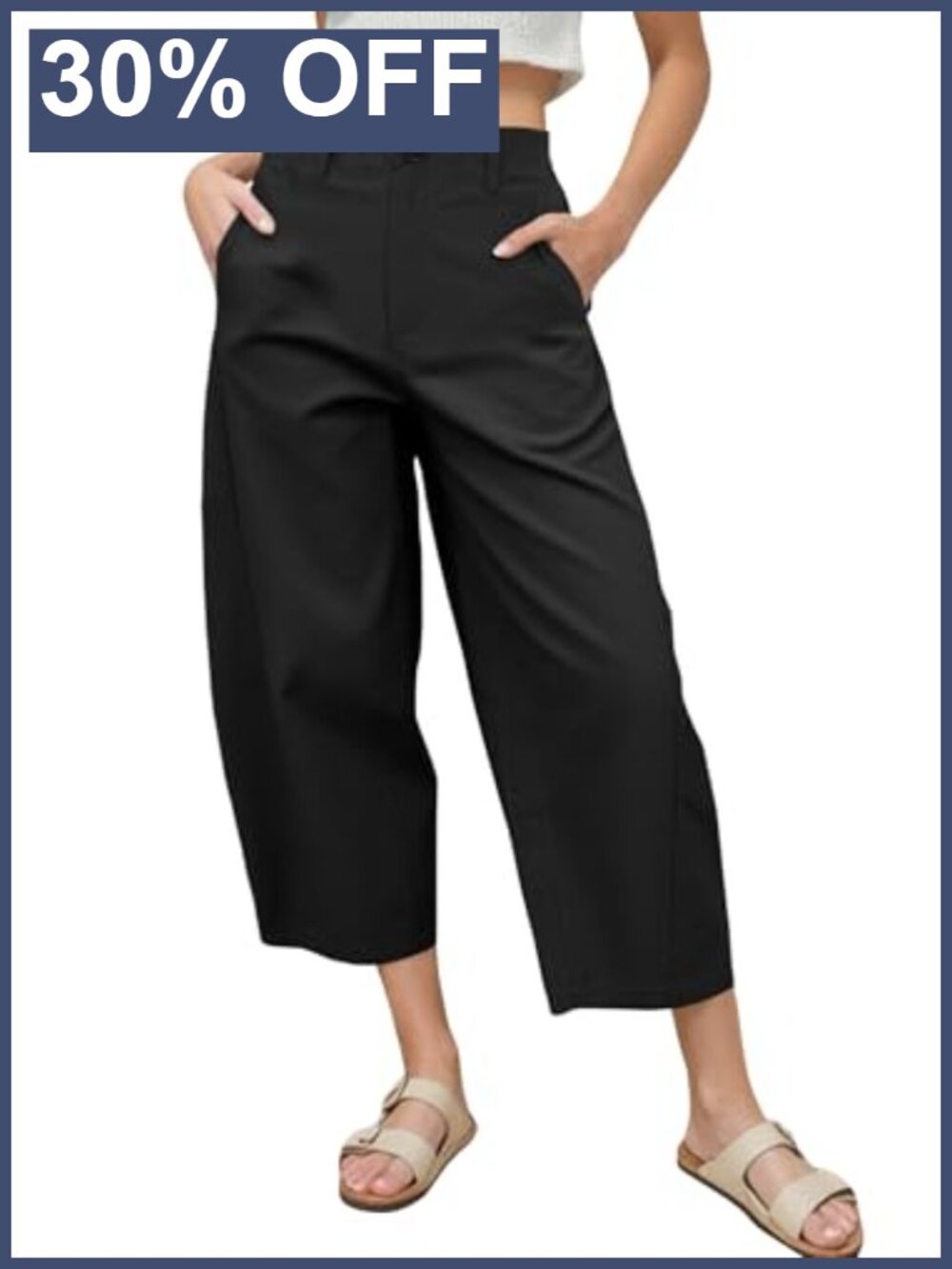 Barrel Leg Pants for Women High Waisted Baggy Wide Leg Trousers with Pockets